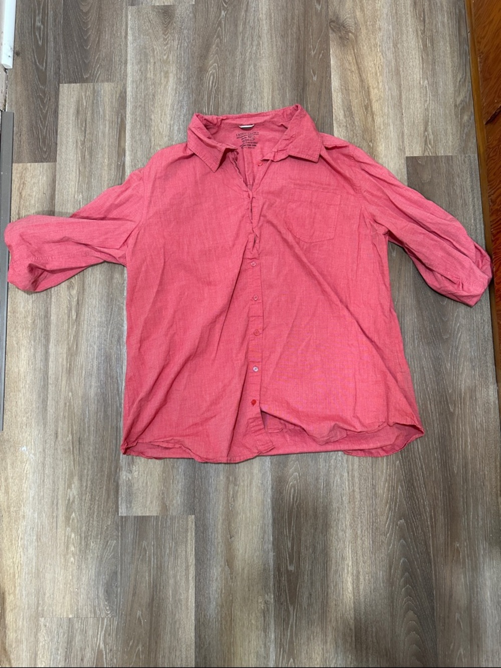 Faded Glory Coral-Pink Button Down Casual Shirt